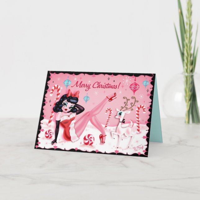 Cute Jul Pinup Doll Cards av miss Fluff Helgkort (Framsida)