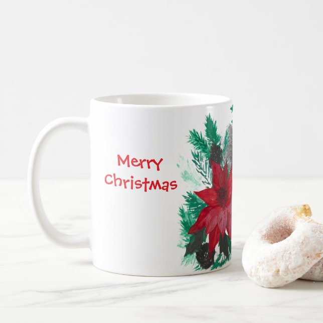 Cute Jul Poinsettia Valp Coffee Tea Kopp (Med munk)