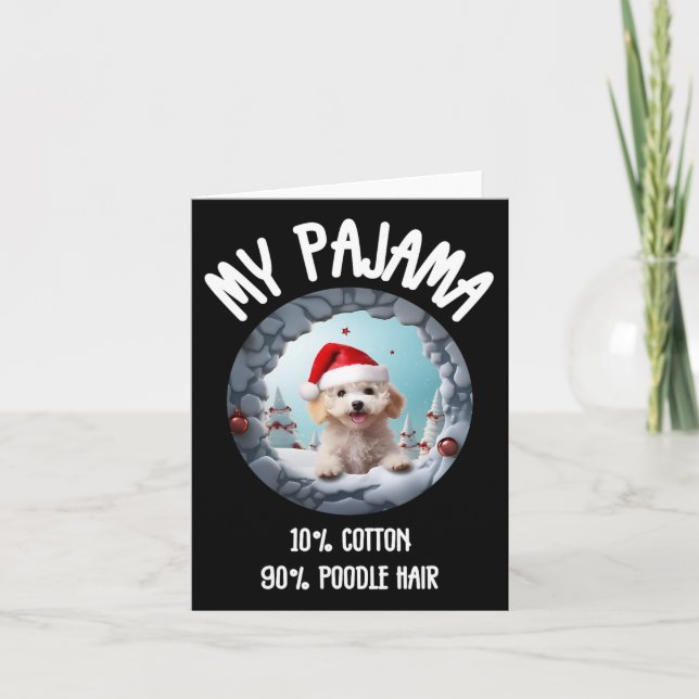 Cute jul Pudel - Rolig hund design för sällskapsdj Kort (Framsida)