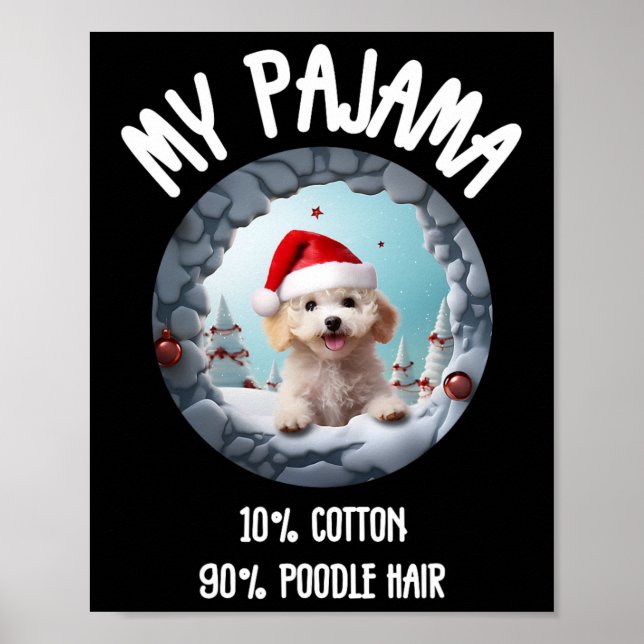 Cute jul Pudel - Rolig hund design för sällskapsdj Poster (Framsidan)