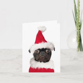 Cute Jul Pug Puppy Santa Merry Pugmas Kort