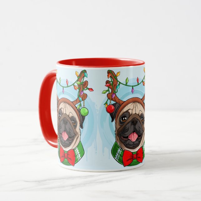 Cute Jul Pugs Mugg (Framsida vänster)
