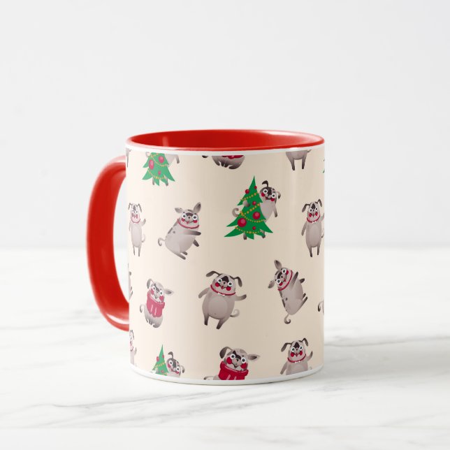 Cute Jul Pugs Mugg (Framsida vänster)