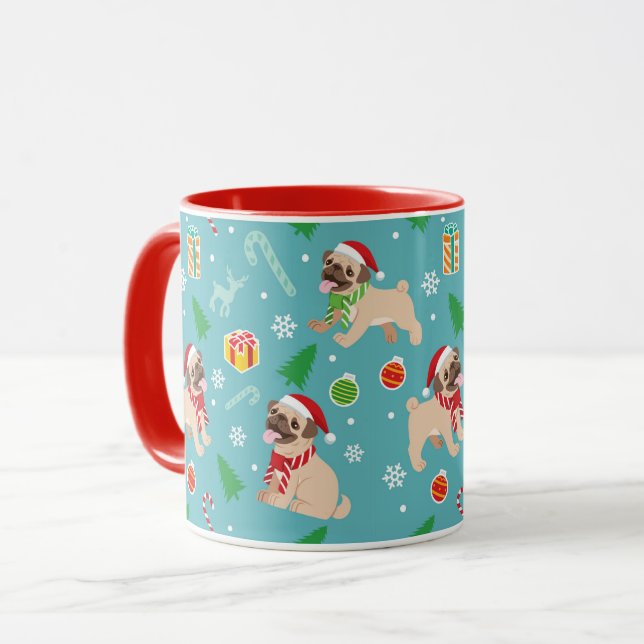 Cute Jul Pugs Mugg (Framsida vänster)