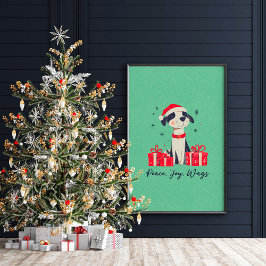 Cute Jul Puppy Art Poster eller Decoupage Papper