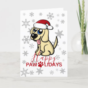 Cute jul Puppy Hund w Santa Hat Funny Helgkort