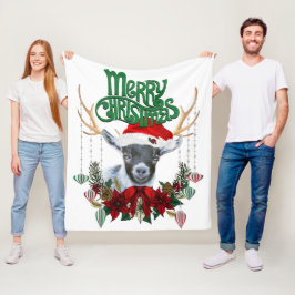 Cute jul Pygmy Goat med Antlers och Wandan Fleecefilt