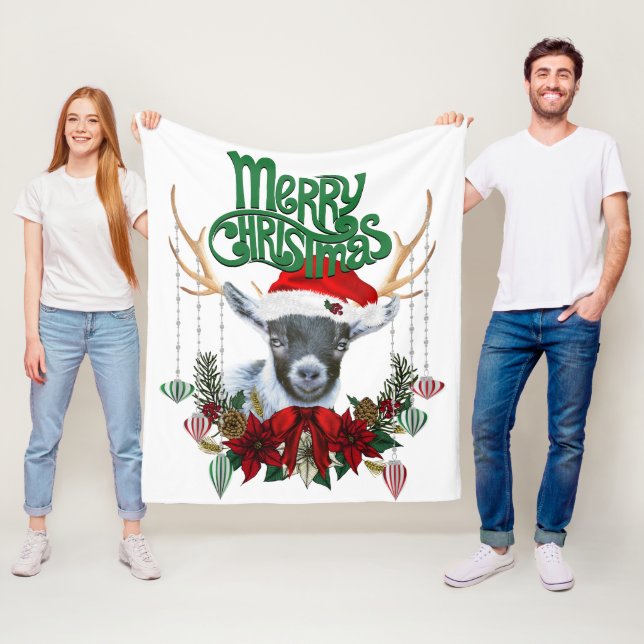 Cute jul Pygmy Goat med Antlers och Wandan Fleecefilt (På plats)