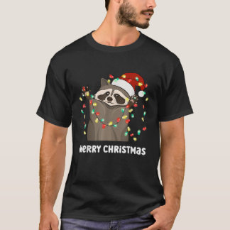 Cute jul Raccoon Träd Ljus T Shirt