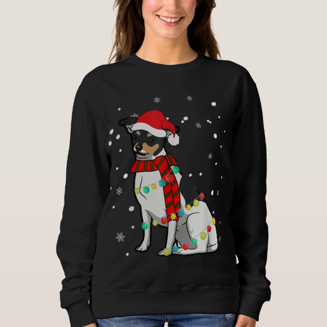 Cute jul RÅTTA TERRIER Hund Ljus T Shirt (Framsida)