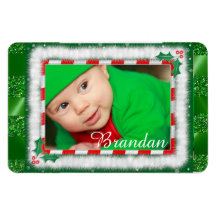 Cute jul Red and Grönt Baby Photo Magnet