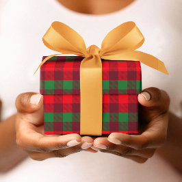 Cute jul Red and Grönt Buffalo Play Mönster Presentpapper