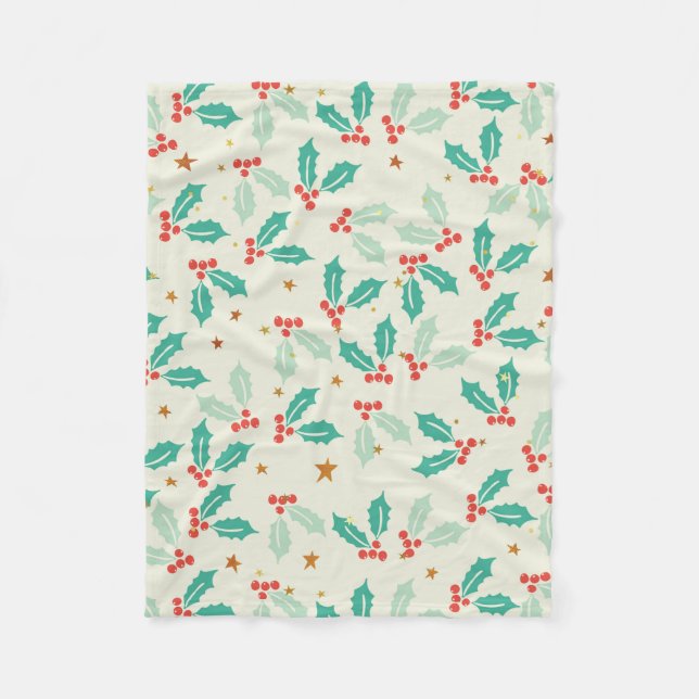 Cute Jul Red and Grönt Mistletoe Fleecefilt (Framsidan)