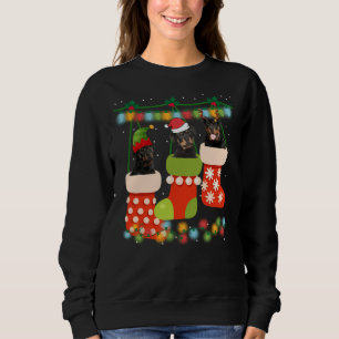 Cute jul Rottweiler Sock Julafton Reindeer Santa T Shirt