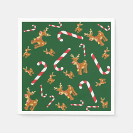 Cute jul Rudolph Candy cane Mönster Grönt Pappersservett