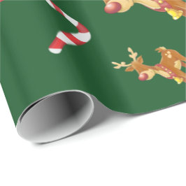 Cute jul Rudolph Candy cane Mönster Grönt Presentpapper