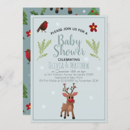 Cute Jul Rudolph Reindeer Baby Shower Inbjudningar