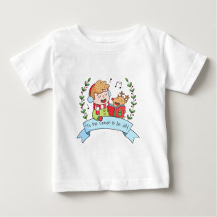 Cute Jul Sång Boy och Reindeer Tee