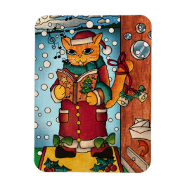 Cute jul Sång Singer Cat Magnet