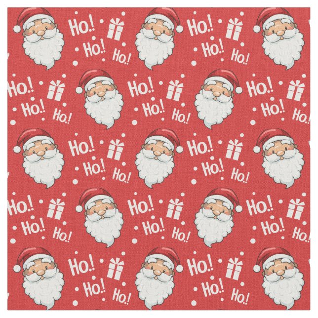 Cute jul Santa Ho Ho Ho Red White Tyg (Närbild)