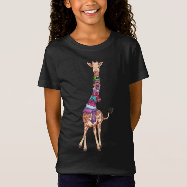 Cute jul Scarf Giraffe T Shirt (Framsida)