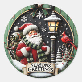 Cute Jul Season Hälsning Runt Klistermärke