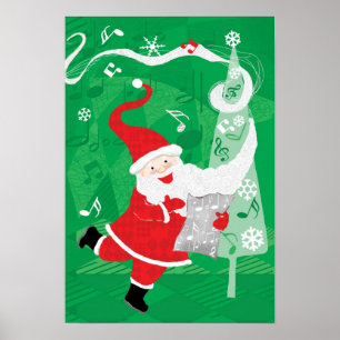 Cute Jul, Singing och Dancing Jultomten Poster