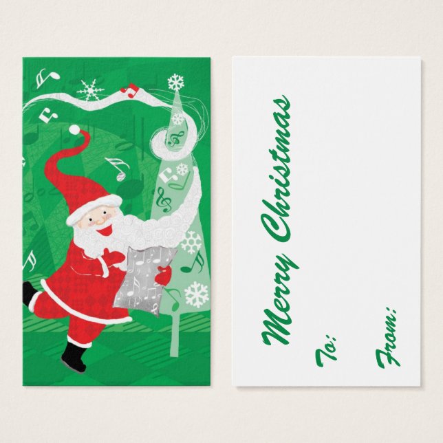 Cute Jul, Singing och Dancing Jultomten Visitkort (Framsida & baksida)