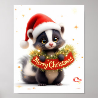 Cute jul Skunk Digital Poster