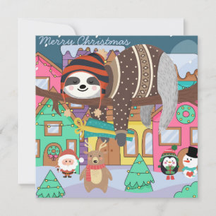 Cute jul Sloth Julkort
