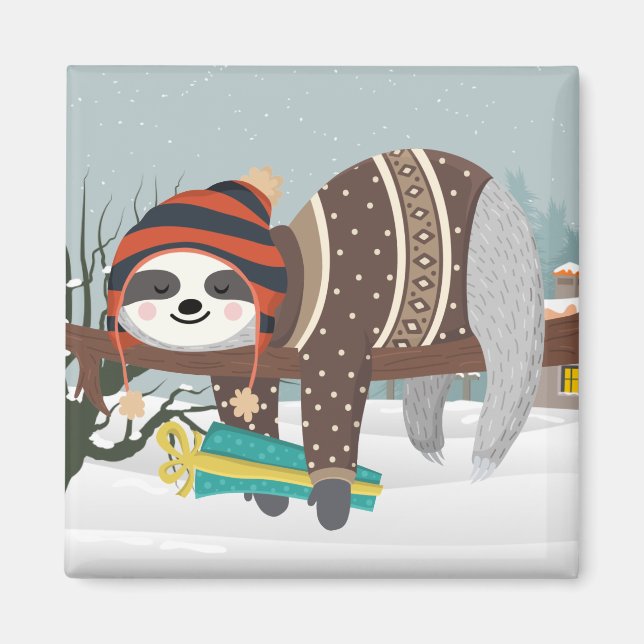 Cute jul Sloth Magnet (Framsidan)