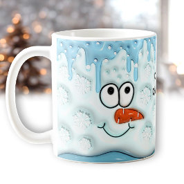 Cute Jul Smälter Snögubbe Ansikte Blue Namn Kaffemugg