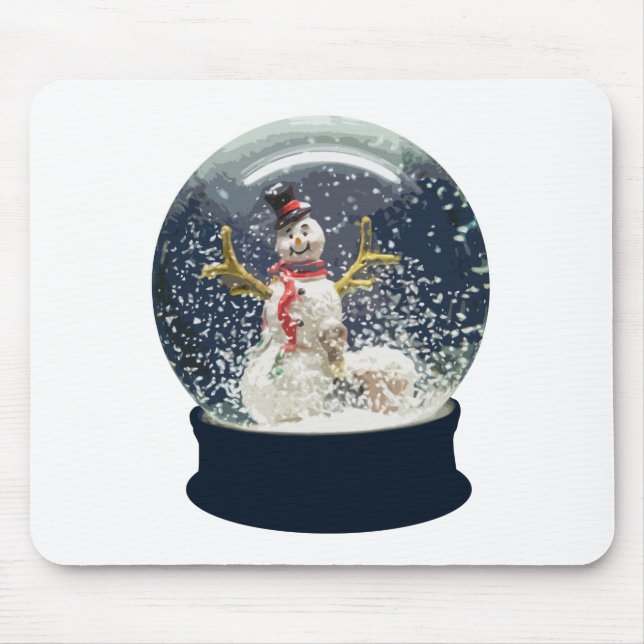 Cute Jul Snö Globe Lycklig Winter Snögubbe Musmatta (Framsidan)