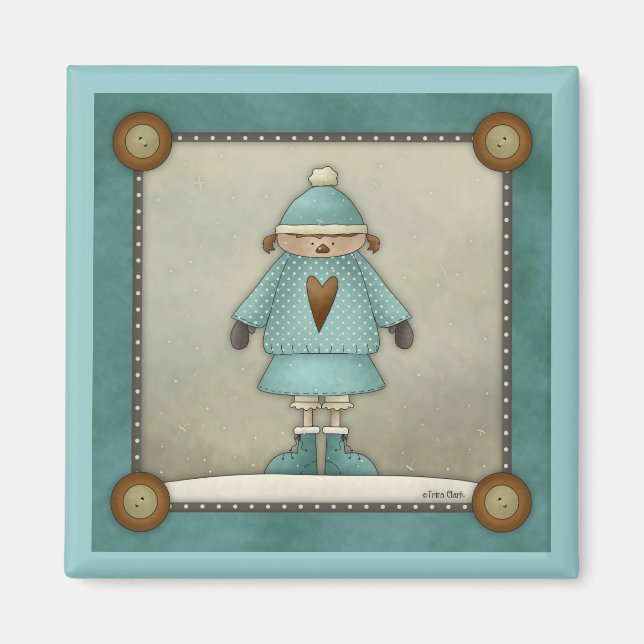 Cute jul Snö Kid Magnet (Framsidan)