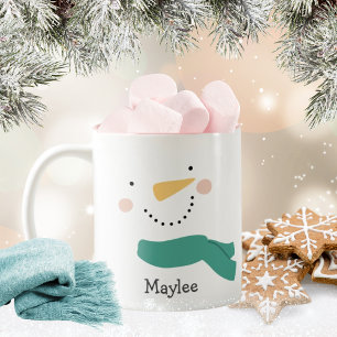 Cute Jul Snögubbe Ansikte Helgdag Två-Tonad Mugg