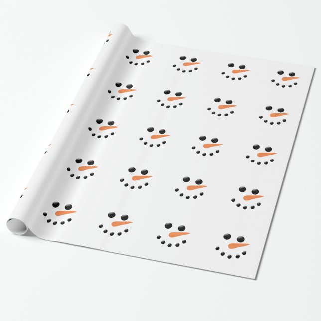 Cute jul Snögubbe Ansikte Winter Helgdag Presentpapper (Utrullad)