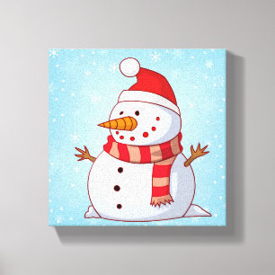 Cute jul Snögubbe Canvastryck