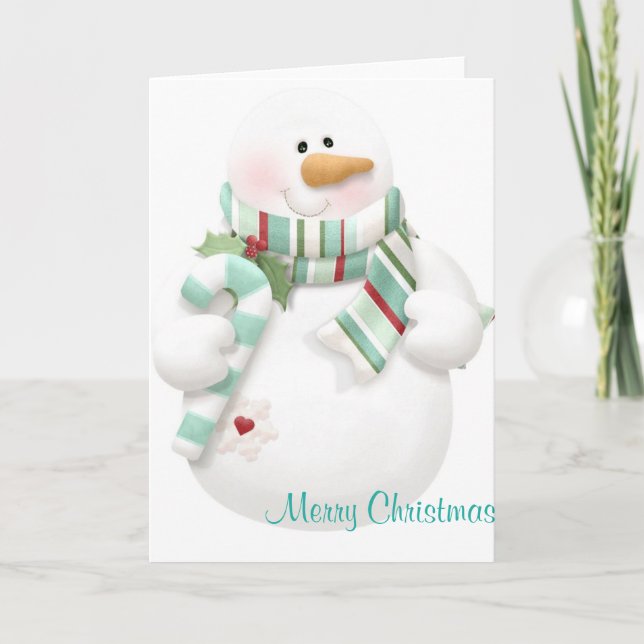 Cute jul Snögubbe Helgkort (Framsida)