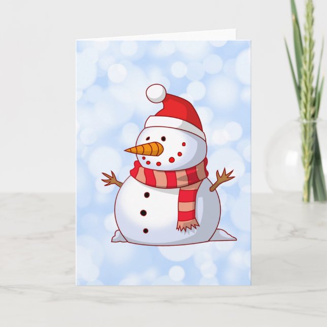 Cute jul Snögubbe Helgkort (Framsida)