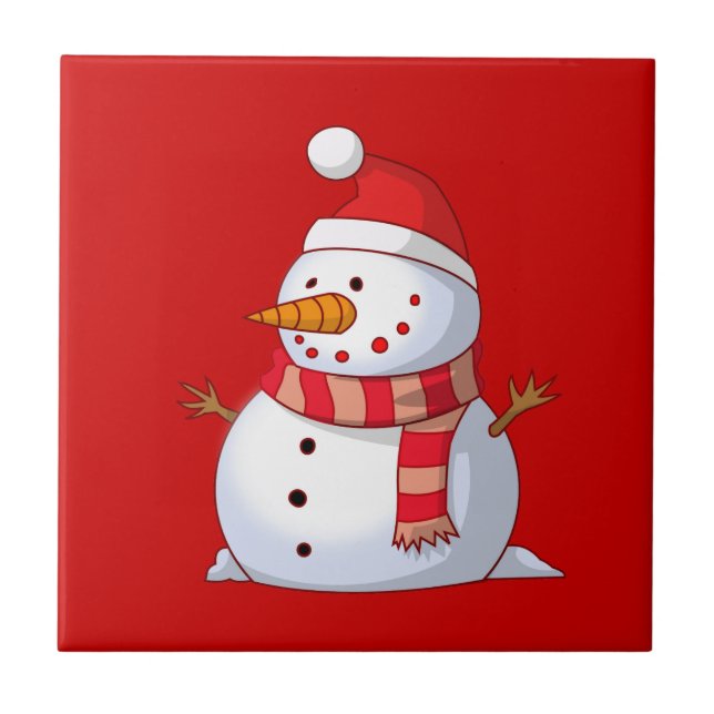 Cute jul Snögubbe Kakelplatta (Framsidan)
