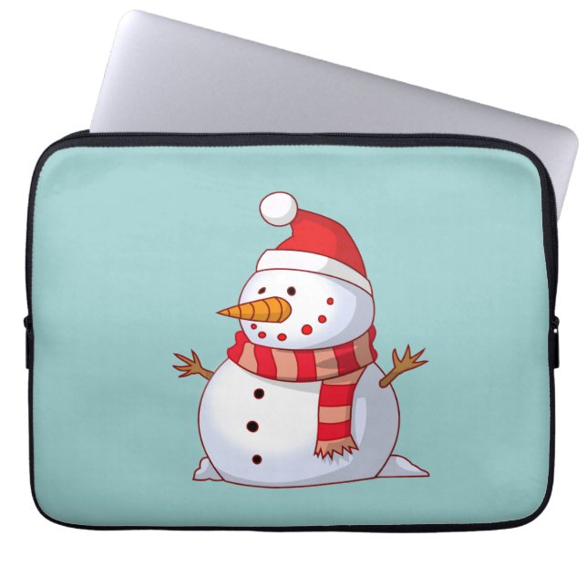 Cute jul Snögubbe Laptop Sleeve (Framsidan)