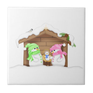 Cute jul Snögubbe Manger Kakelplatta