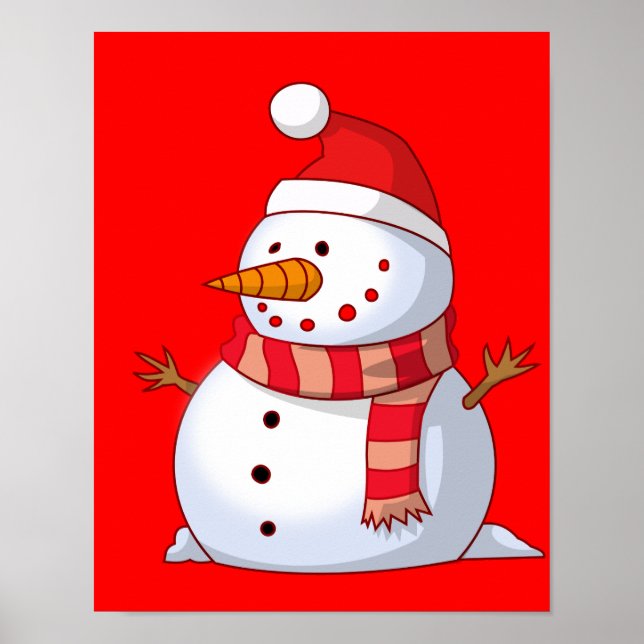 Cute jul Snögubbe Poster (Framsidan)