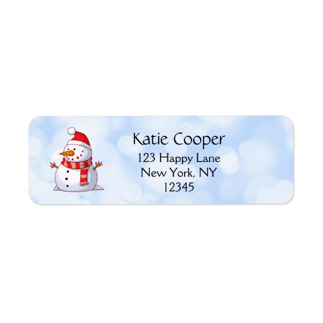 Cute jul Snögubbe Returadress Etikett (Framsidan)