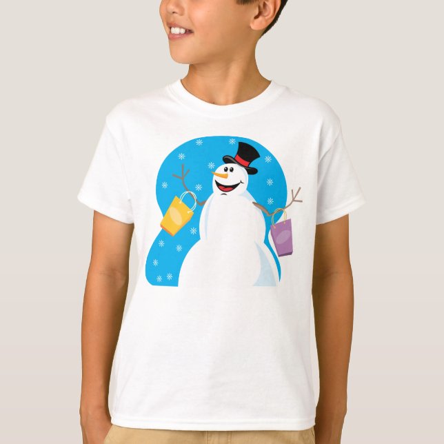 Cute jul Snögubbe T Shirt (Framsida)
