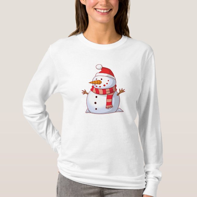 Cute jul Snögubbe Tee Shirt (Framsida)