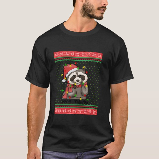 Cute jul Sopor Panda Raccoon Santa Hat Light T Shirt (Framsida)