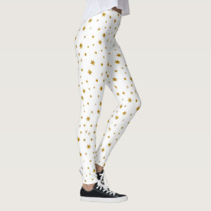 Cute jul Star Guld Helgdag New Yves White Leggings
