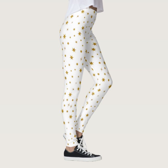 Cute jul Star Guld Helgdag New Yves White Leggings (Höger)