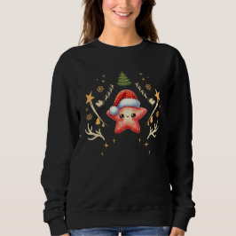 Cute Jul-stjärt Wearing Santa Hat Julafton T Shirt